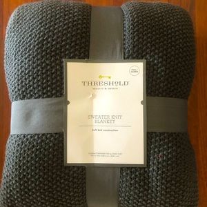 Threshold F/Q Sweater Knit Blanket Dark Grey